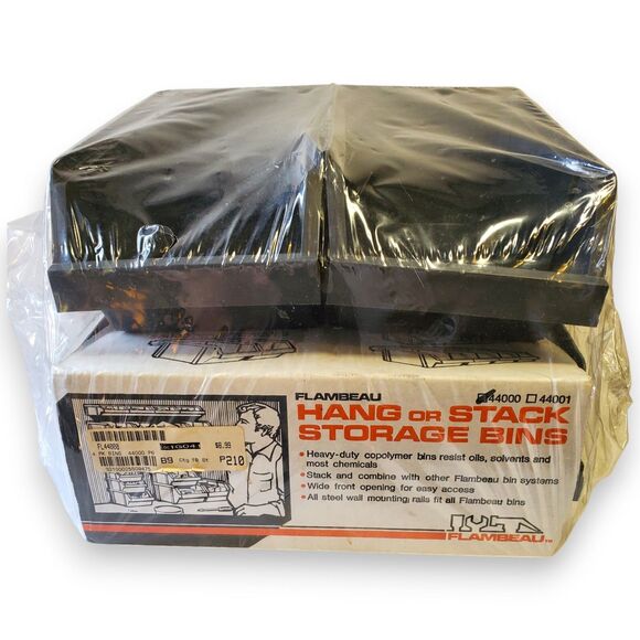 1985 Flambeau Stackable Storage Bins (4-Pack) Model 44000 Sealed, Mountable NOS - Picture 1 of 14